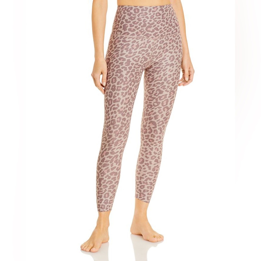 Beyond Yoga Mauve Leopard Print High-Waist Leggings